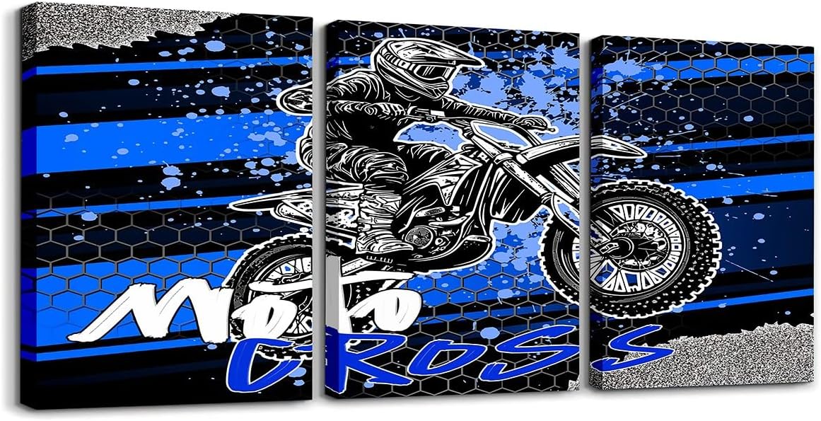 Feelyou Kids Boys Race Car 3 Piece Canvas Wall Art for Living Room Teens Racing Car Wall Decor for Bedroom Office Blue Cool Speed Sports Car Ready to Hang Pictures Home Decor 3 Pieces 12x16 Inch