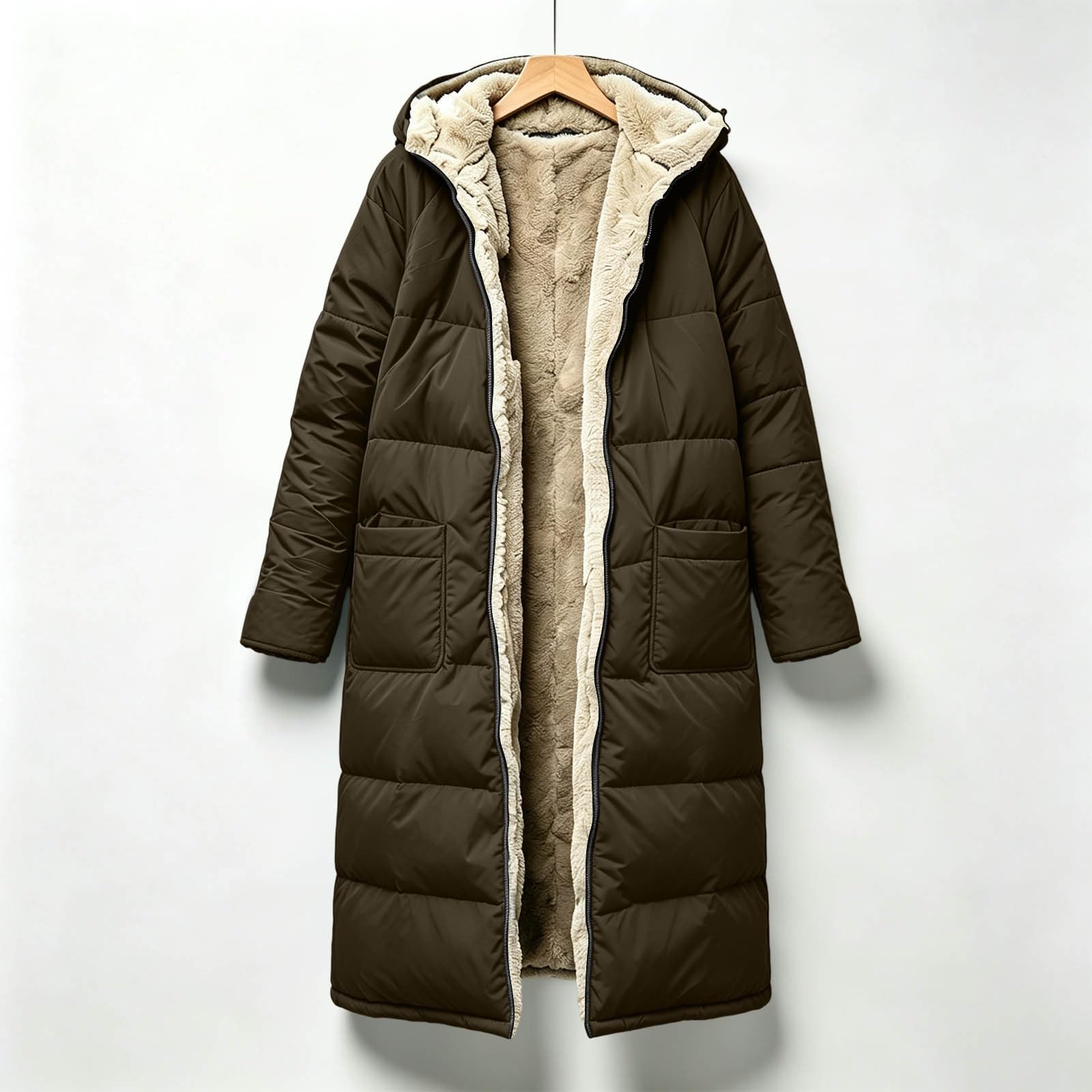 Cappotto da uomo foderato in pile imbottito trapuntato giacca lunga