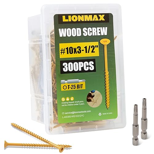 Miniatura 43 de LIONMAX Tornillos de cubierta de 3 pulgadas, tornillos para madera #10 x 3, 50 unidades, resistentes a la corrosión, revestimiento de epoxi