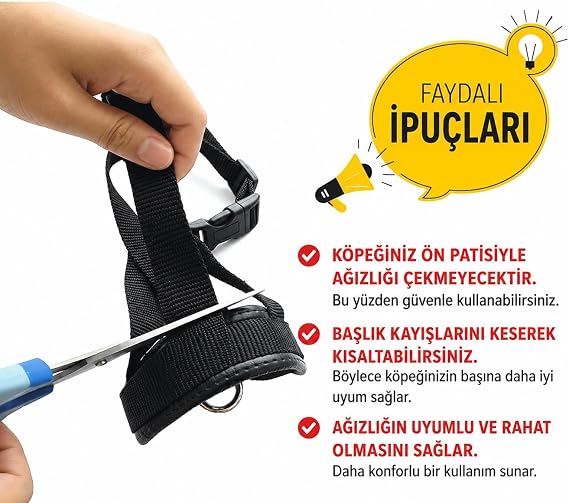 Valkyrie L Beden Köpek Ağızlığı Ayarlanabilir Nefes Alabilir Isırma Önleyici Yumuşak Pedli Siyah