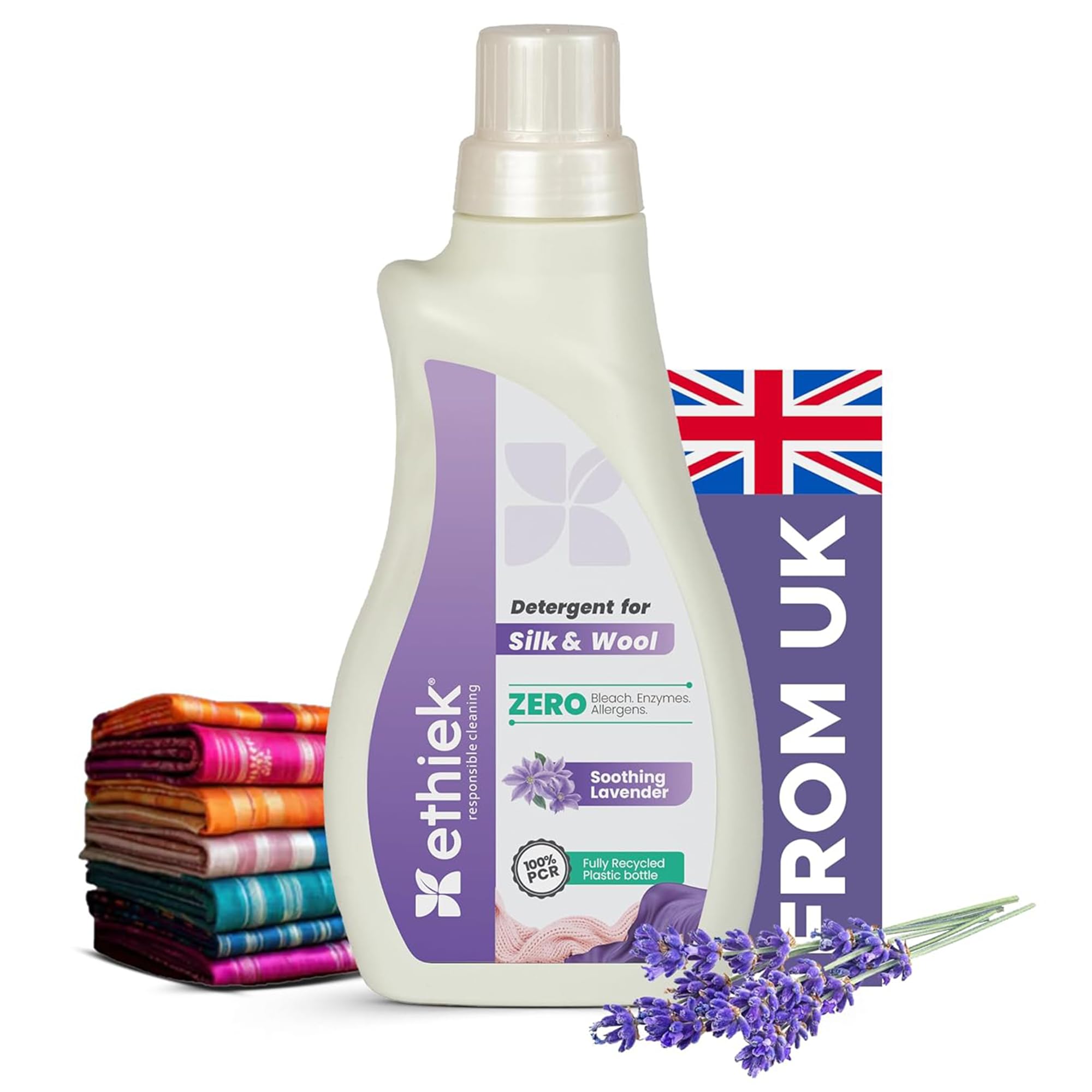 ETHIEKEthiek Liquid Detergent for Silk, Woolen, & Delicate Clothes, Gentle Zero Enzyme Fabric Care, Natural & Organic Detergent liquid for Top load, Front load Washing Machine & Hand Wash - 500ml