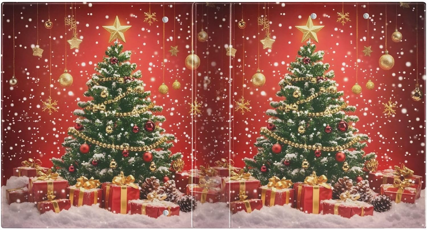 3 Ring Binder Christmas Tree Gift Box 1.5 inch Binders Three Ring Binders with Clipboard Fit 8.5'' x 11'' Paper 3 Interior PVC Clear Pockets for Office Supplies - Image 4