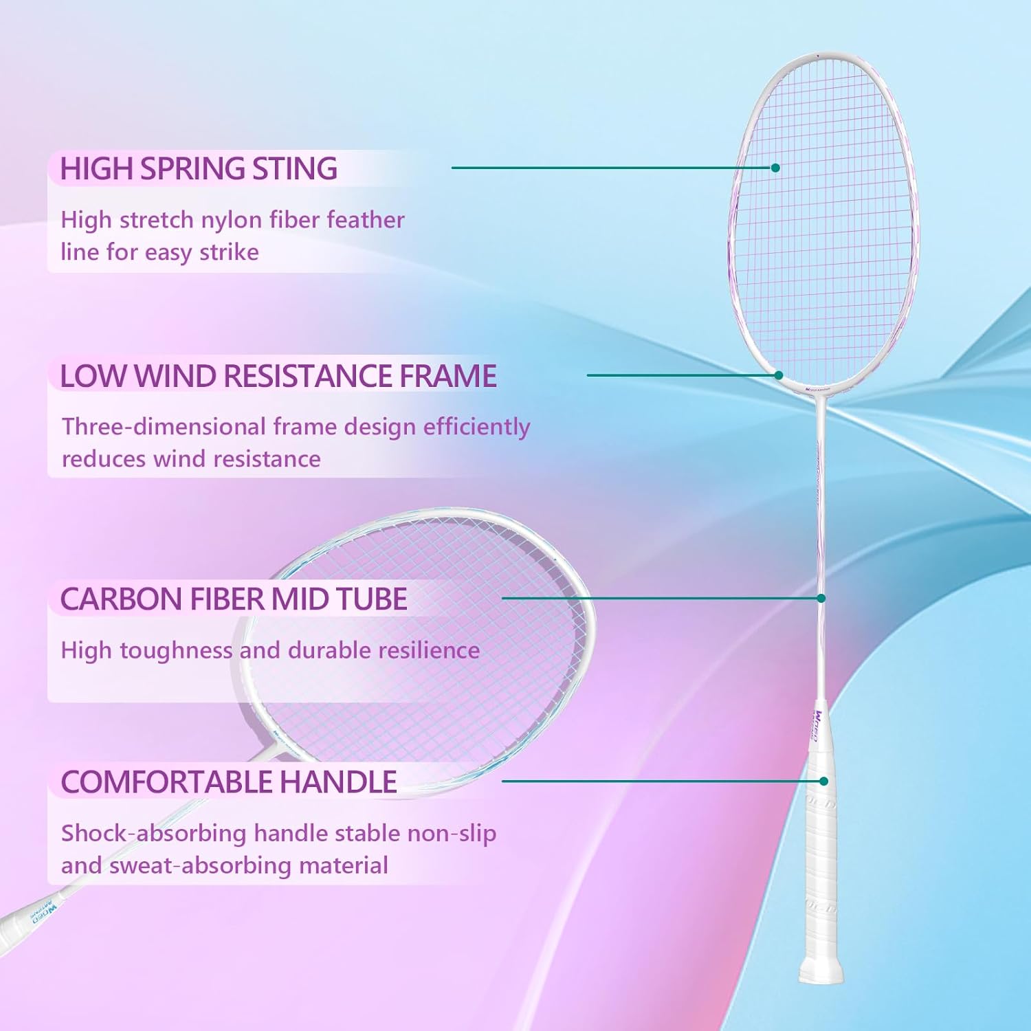 Professional Carbon Fiber Badminton Rackets Badminton Racquet for Backyards Gym