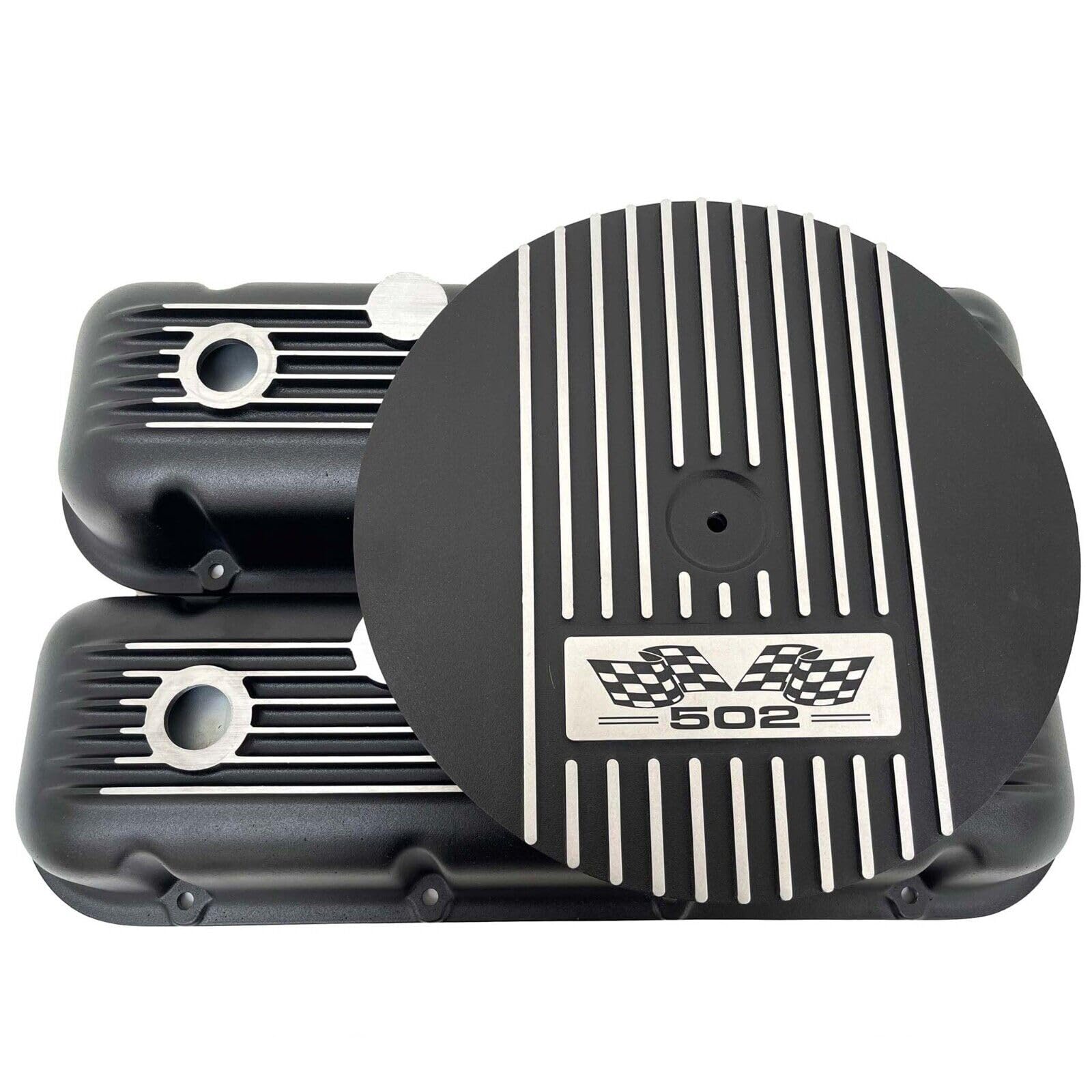 Amazon.com: 502 Big Block Finned Black Valve Covers & 14” Air