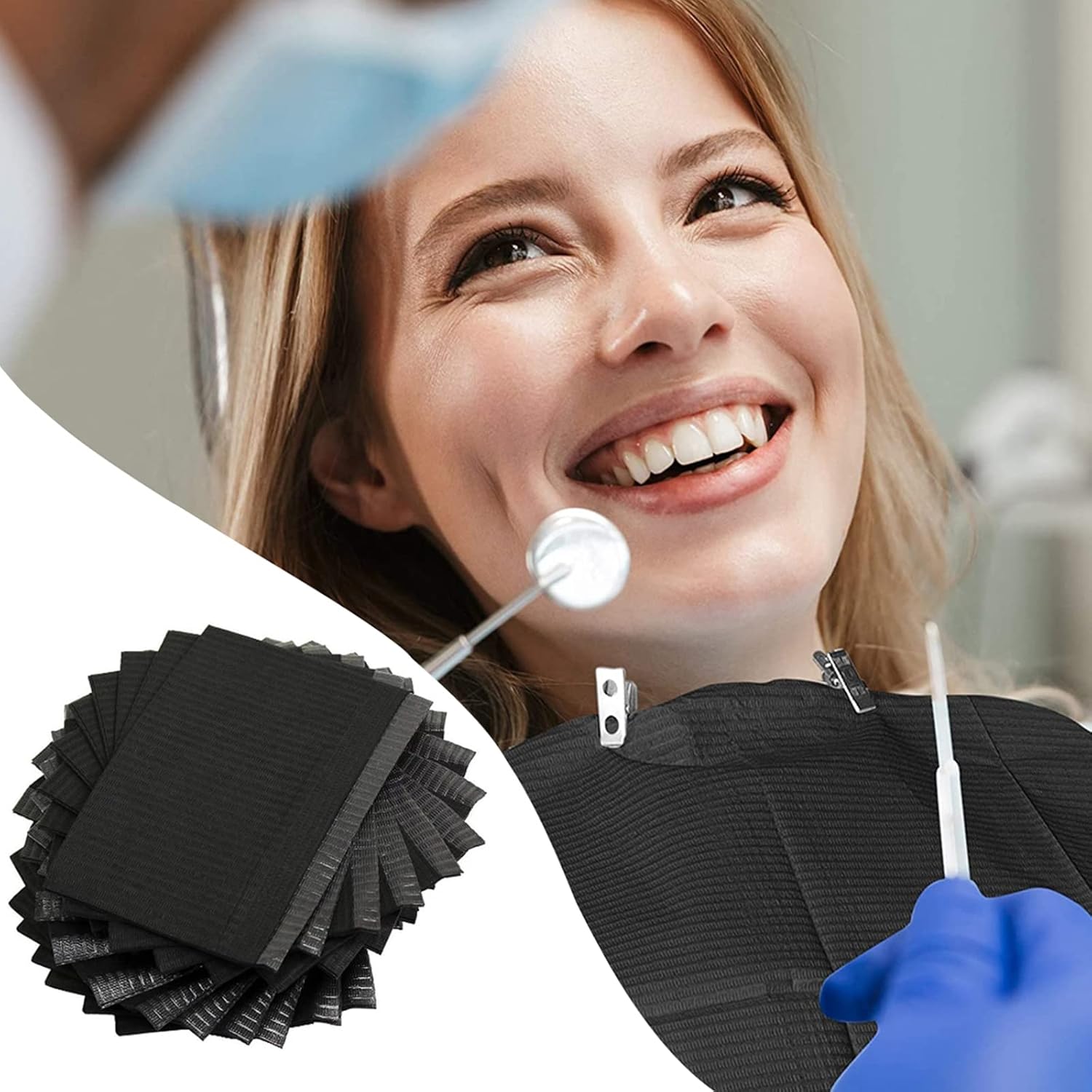 Dental Bibs - Lyuxzad 30Pcs Disposable Dental Bibs Sheets 3 Ply Waterproof Patient Bibs Dental Napkins 13" x 18" Tattoo Bibs Black Tattoo Table Covers Clean Pad for Pets Tray Covers : Industrial & Scientific