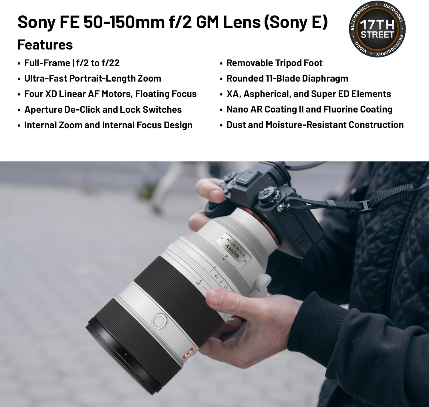 Sony FE 50-150mm f/2 GMaster Lens for Sony E Mount - High-Speed Potrait Zoom Lens with 64GB Extreme PRO UHS-I SDXC Memory Card, Corel Software Kit & Cleaning Cloth - Essential Bundle