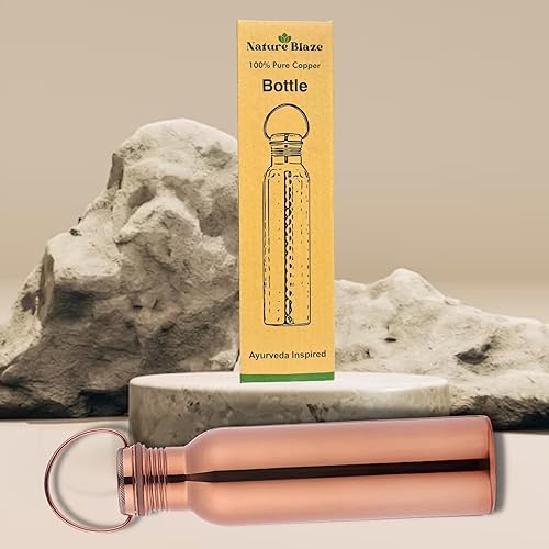 Miniatura 4 de Botella de agua de cobre para mujeres y hombres, deportes, gimnasio, aire libre, yoga, beneficios para la salud (botella de cobre martillado de 1