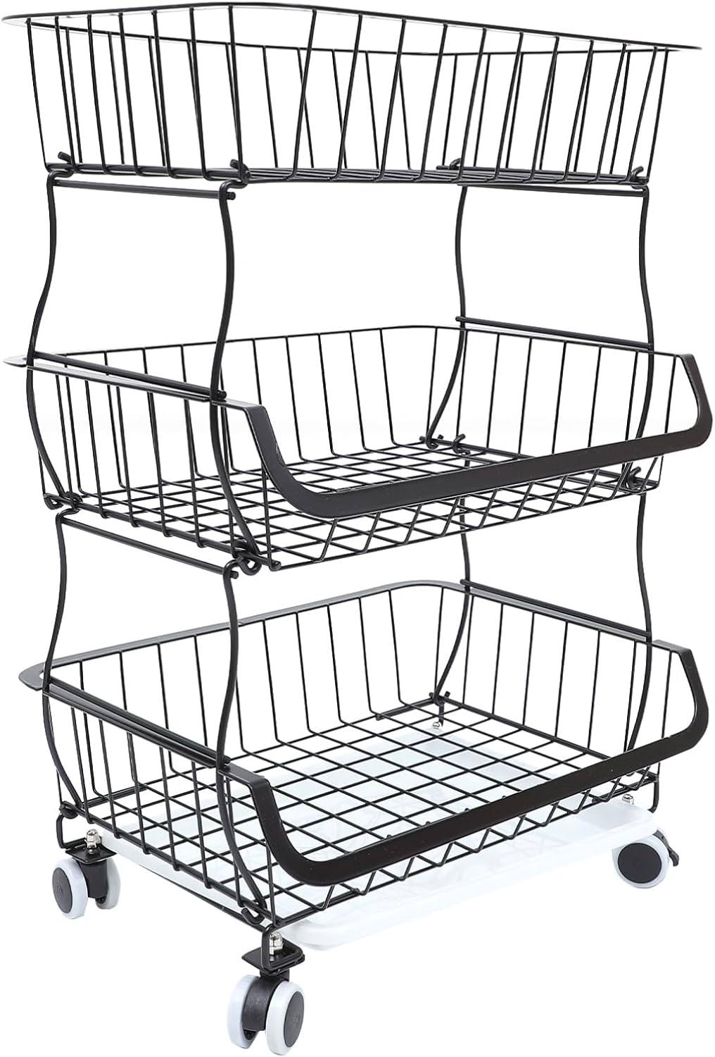 Mikinona Rolling Utility Cart for Kitchen Storage Multi-Purpose Organizer with Wheels Sturdy Frame Easy Assembly for Fruits Vegetables and More Space-Saving Design for Home Office