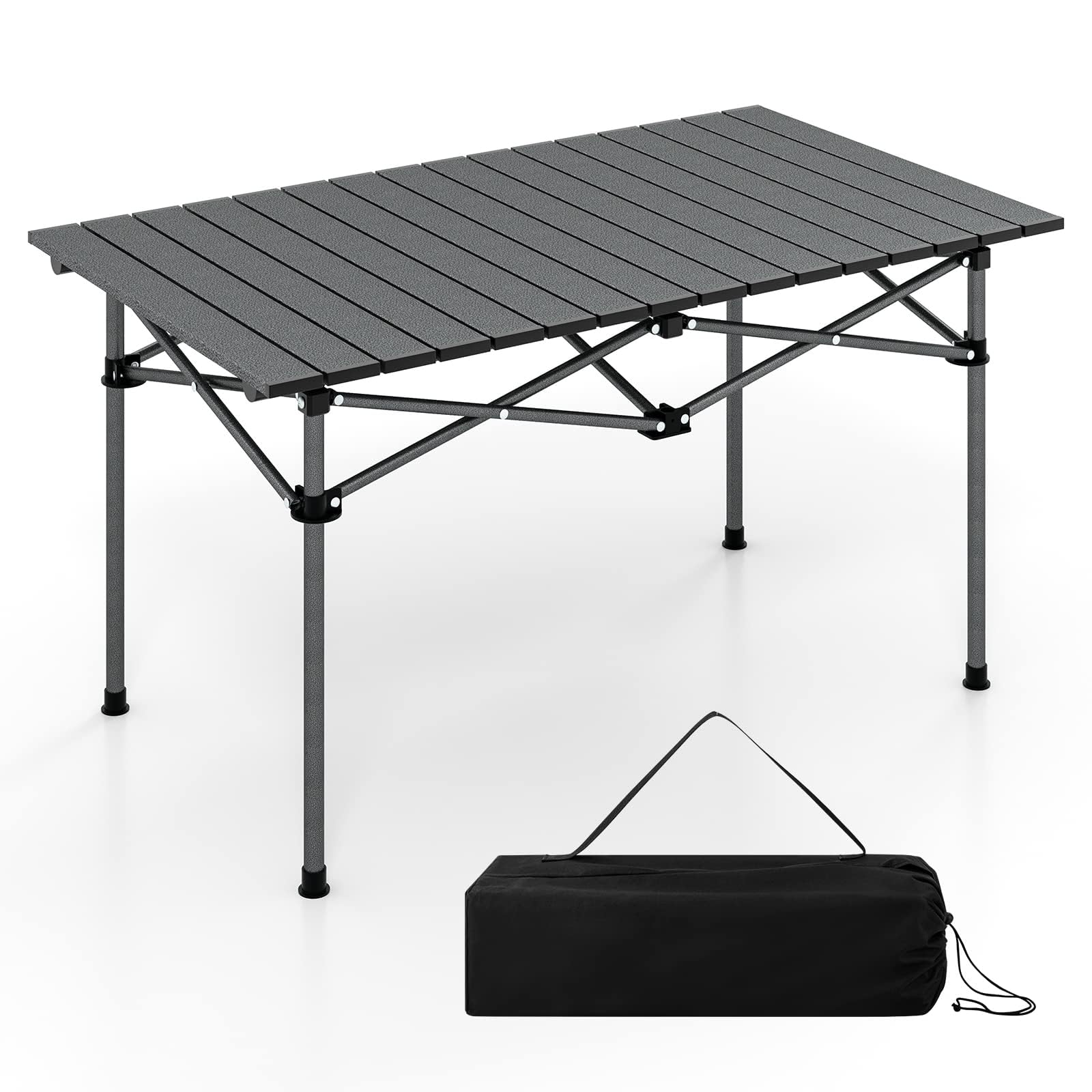 Table pique-nique pliante légère GYMAX, solution gain de place pour 4-6 personnes