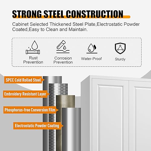 Miniatura 7 de Armarios de almacenamiento de despensa de cocina, gabinete de almacenamiento de metal de 75 pulgadas de alto con puertas y 4 estantes, gabinete de
