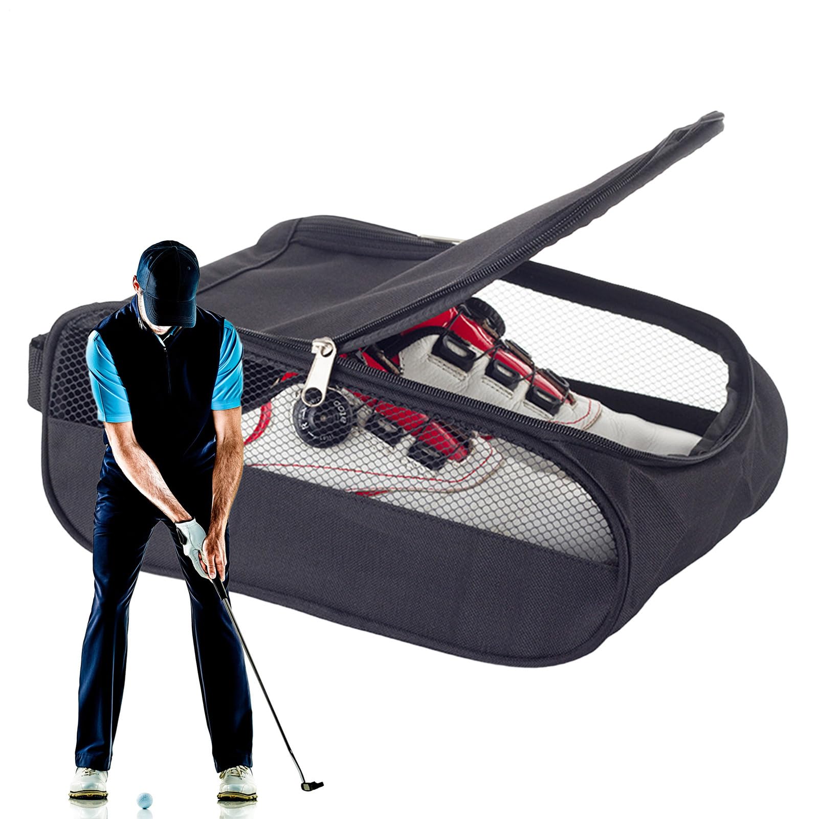 Bolsa para zapatos de golf, organizador de zapatos de viaje, bolsa compacta para zapatos | Bolsa duradera para zapatos con cremallera para hombres y mujeres, accesorios de golf, bolsa para zapatos