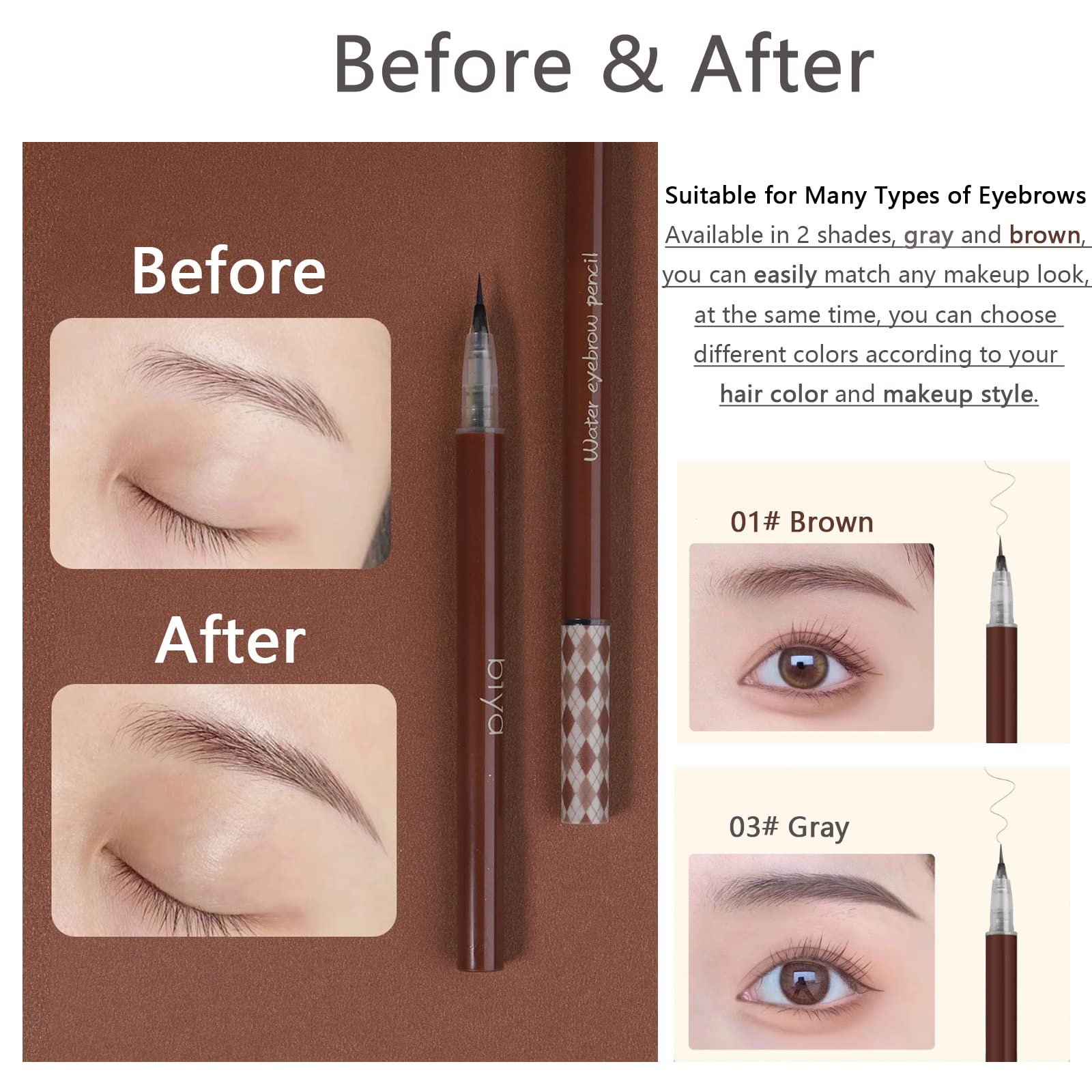 Amazon.com : Domality 2 Colors Liquid Eyebrow Pencil Set with