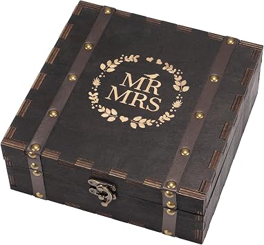 AW BRIDAL Black Mr and Mrs Wedding Keepsake Box for Couples, Wooden Memory Boxes with Lids, Bridal Shower Gifts for Bride Bachelorette Party, 2026 Engagement Gift for Newlyweds