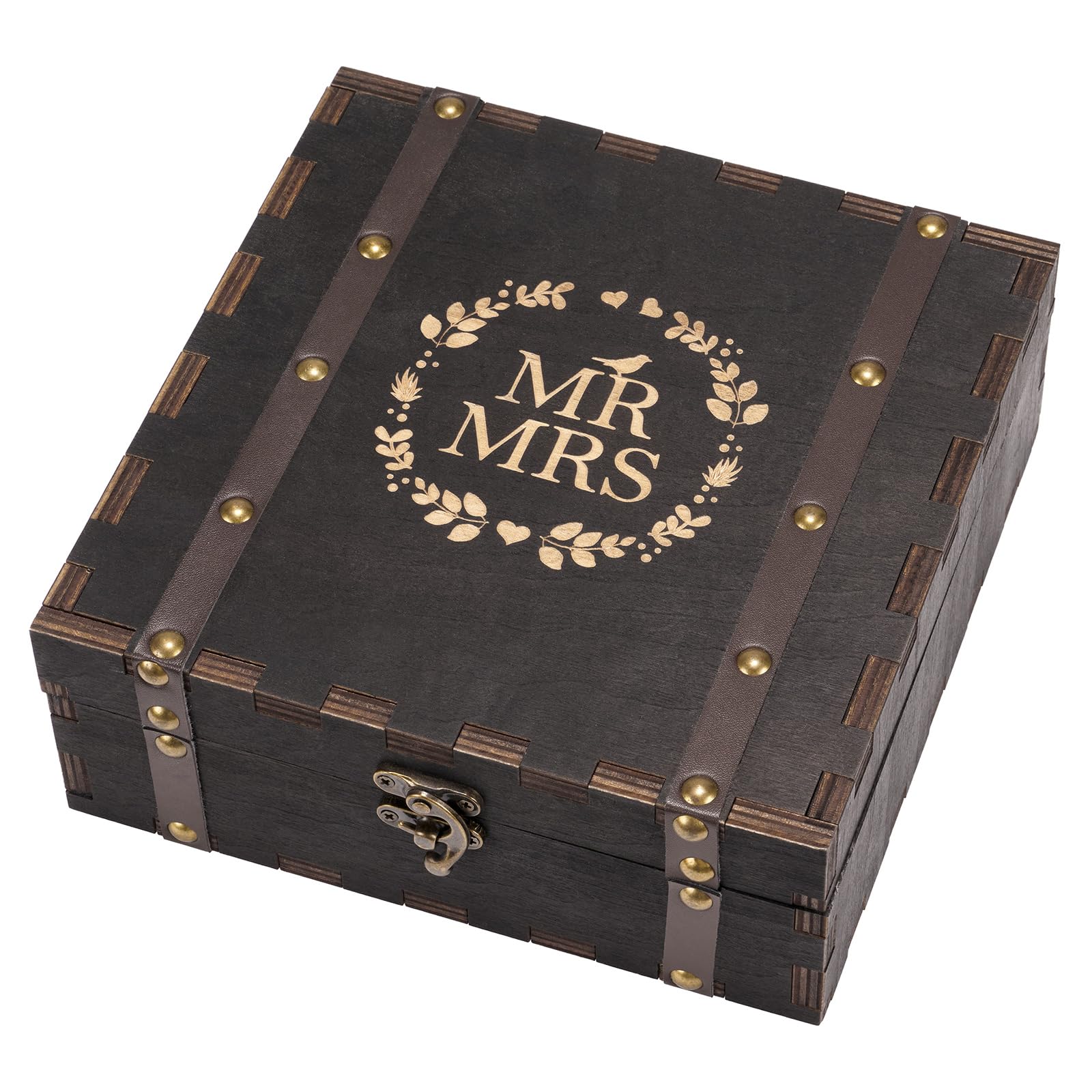 Boîte en bois de qualité supérieure Mr Mrs AW BRIDAL souvenir de fiançailles haut de gamme