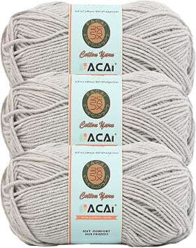 Soft & Durable Cotton Yarn Four Ply Mercerized for Knitting & Crochet | Eco-Friendly, Hypoallergenic, Machine Washable | Ideal for Apparel, Accessories, Baby Clothes & Complex Craft Projects