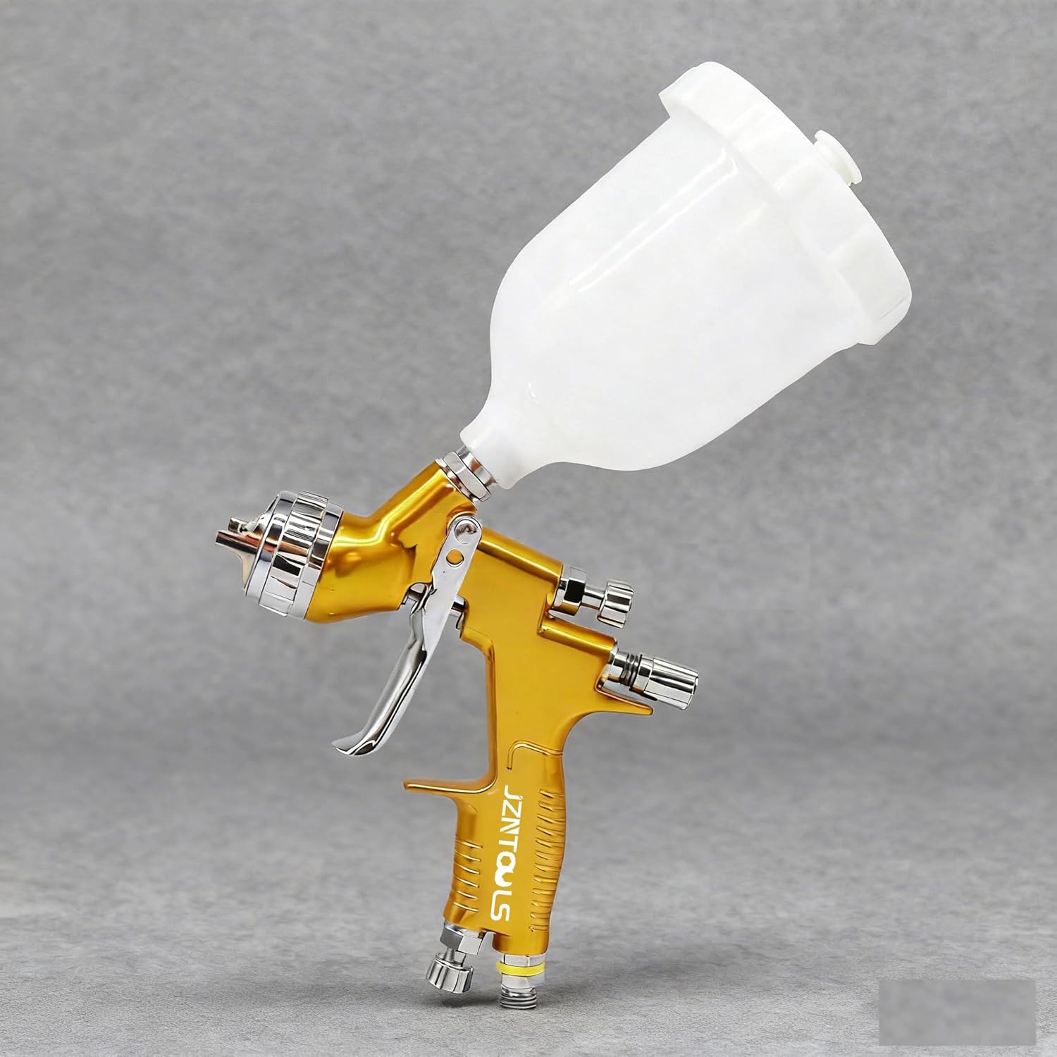 HVLP Spray Gun with 1.3mm Plum Blossom Shape Nozzle, Stainless Steel, Gold, Paint Sprayer Premium Tool Kit for Car & Automotive, Furniture, House Finishing, Varnish and Top Coat