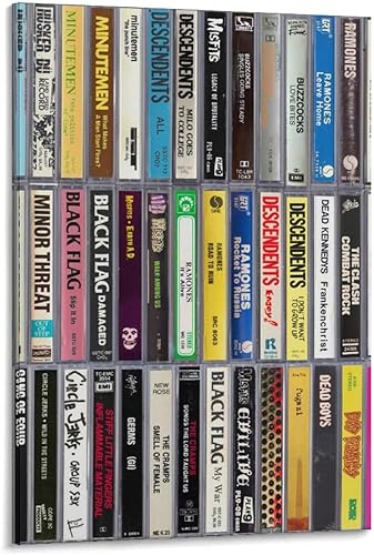 ZLEIZ Casetes punk rock hardcore de los años 70 y 80, decoración de pared vintage, pinturas al óleo famosas para sala de estar, ilustraciones