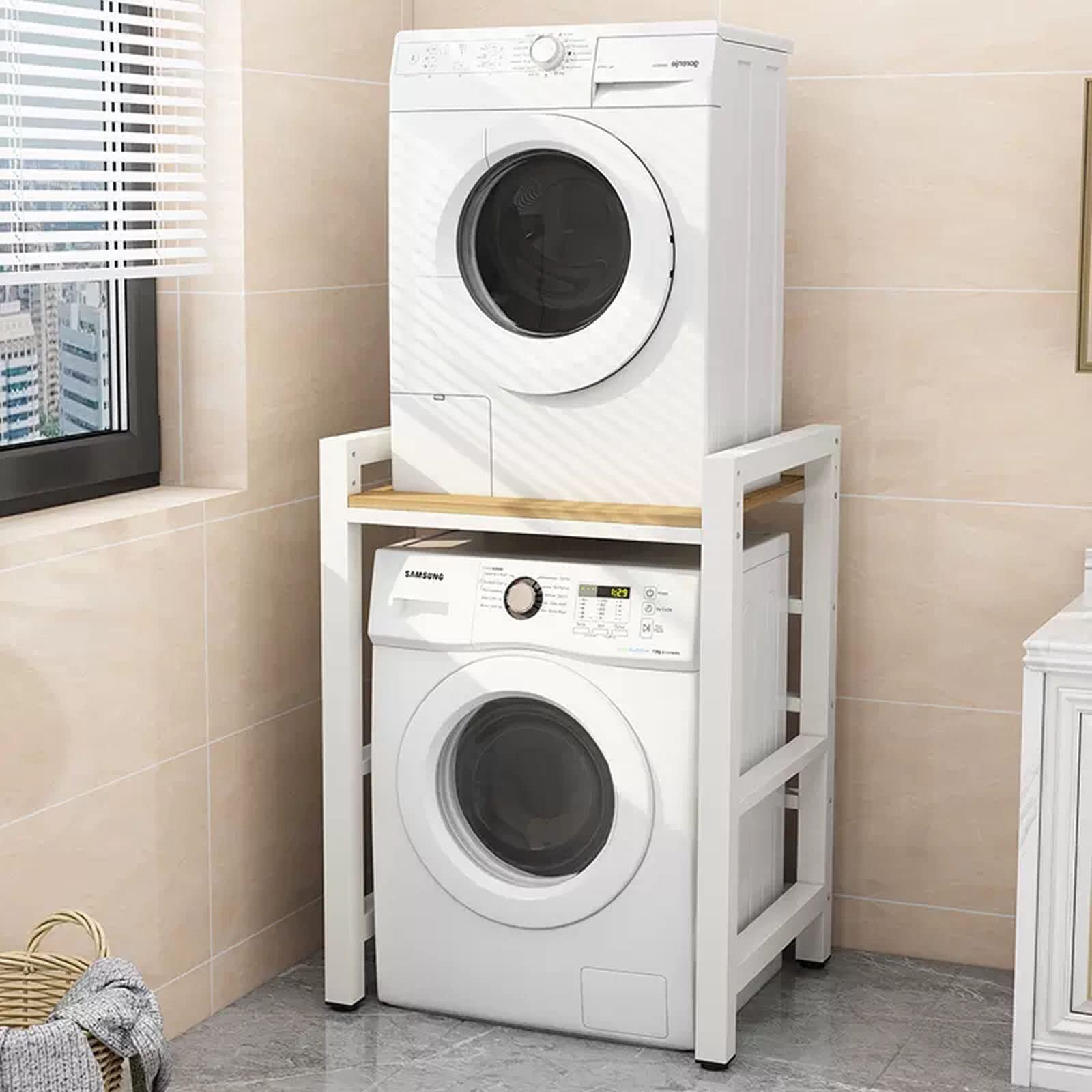 Delorm Lavatrice Scaffale Tamburo Lavastoviglie Ripiano Di Stoccaggio Piano 2 Livelli Asciugatrice Superiore Impilabile Rack Adatto Per Bagno, Cucina, Balcone, Lavanderia, Capacità Portante 300kg