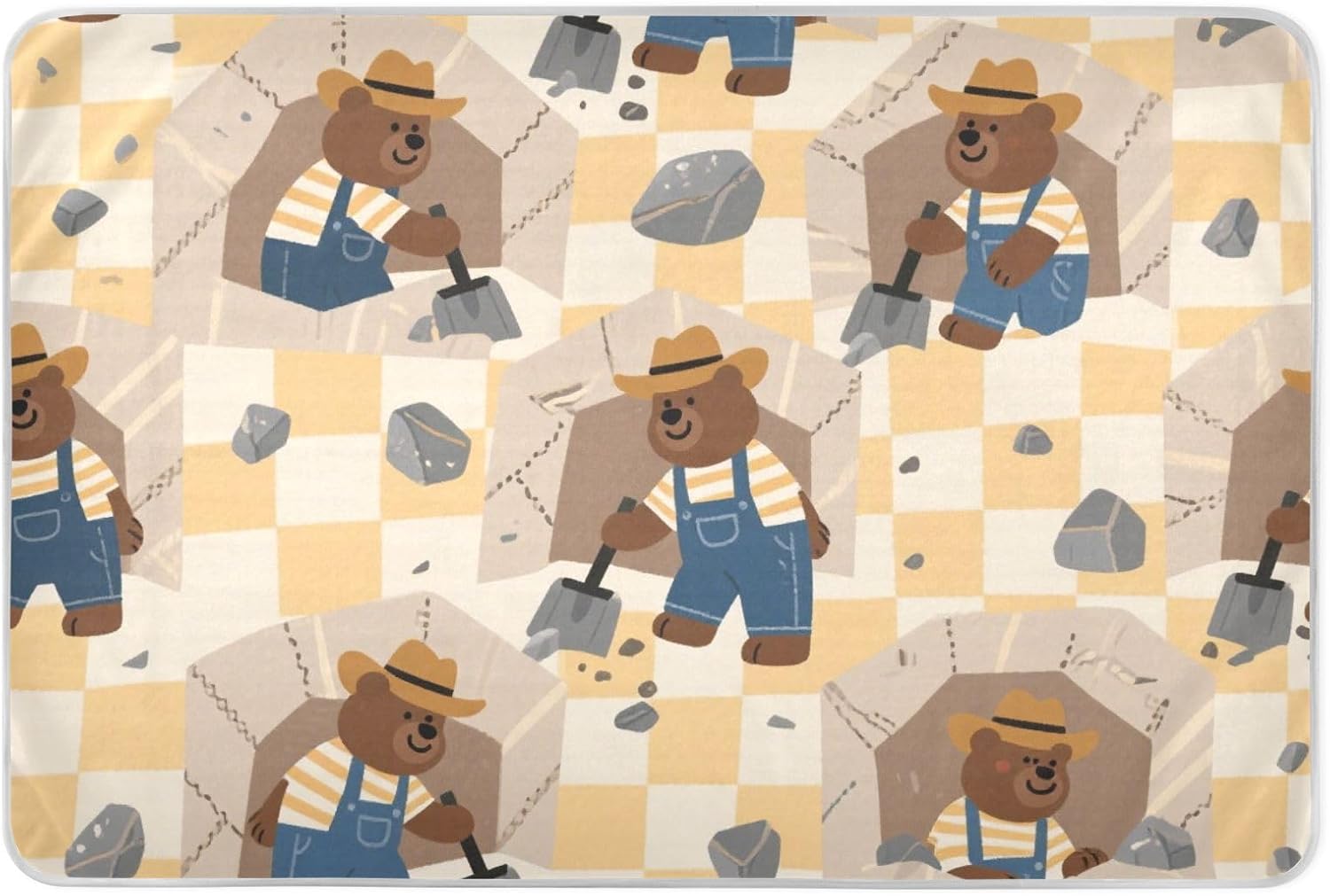 Cartoon Brown Beer Workers Extra Large Resuable Bed Underpads Soft Absorbent Diaper Changing Pad Cute Cool Incontinence Pads for Toddler Kids , 52" L x 34" W