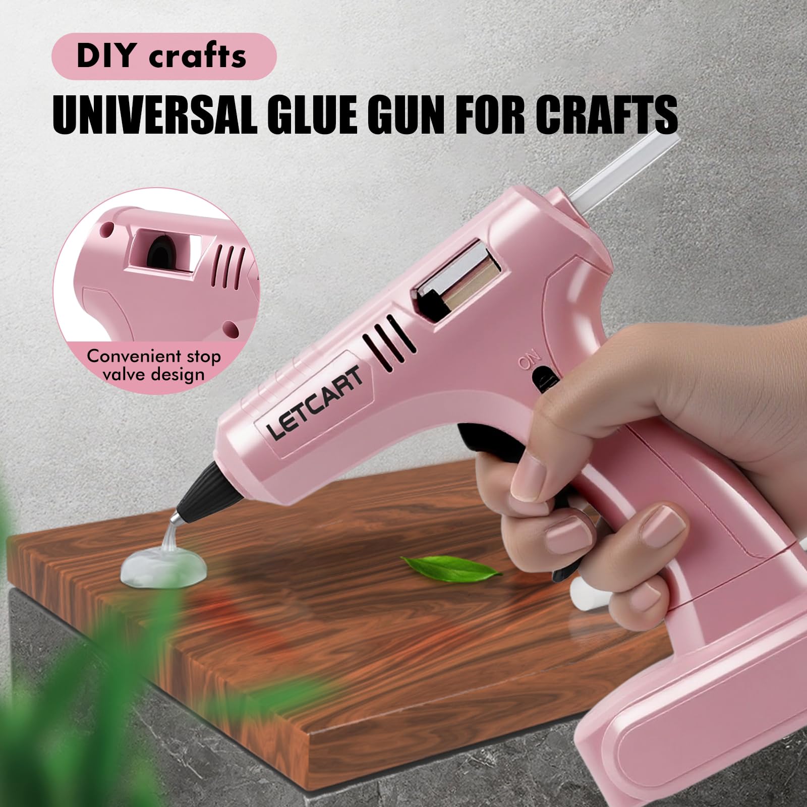 Pistolet à Colle Chaude 40W avec 30 Bâtons de Colle 7x140 mm, Pistolet a Colle Chaude Anti Écoulement pour Réparation, Artisanat, DIY, Maison, Bricolage, Bureau (Rose)