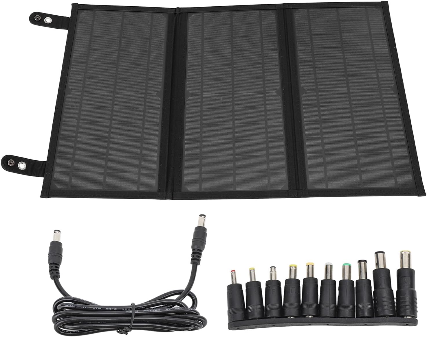 30W 18V Solar Panel Charger, Fast Charging, Foldable Solar Panel for Cell Phone Tablet, Lightweight, QC3.0, 8 Connectors, 3 Outlets (Black)