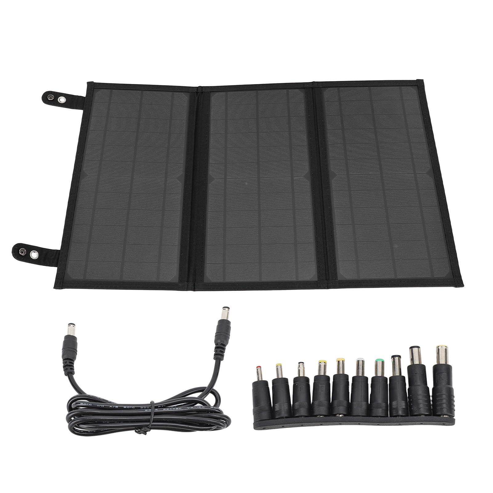 EMUKOEP Leichtes 30-W-18-V-Solarpanel-Ladegerät, Faltbares Design für Einfache Lagerung und Transport, USB-5521DC-Typ-C-Steckdosen für Reisende (Schwarz)