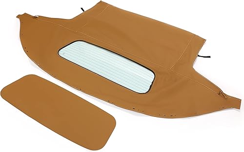 Miniatura 3 de KUAFU Parte superior suave convertible compatible con Mazda Miata 1990-2005 con tela de vela de vidrio calefactada color marrón vinilo