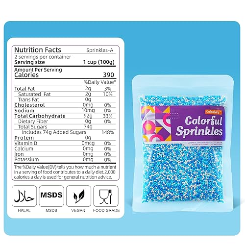 Miniatura 9 de Gránulos para decoración de pasteles, 7 onzas, decoración de gránulos azules comestibles, chispas de galletas para cupcakes, dulces, crema,