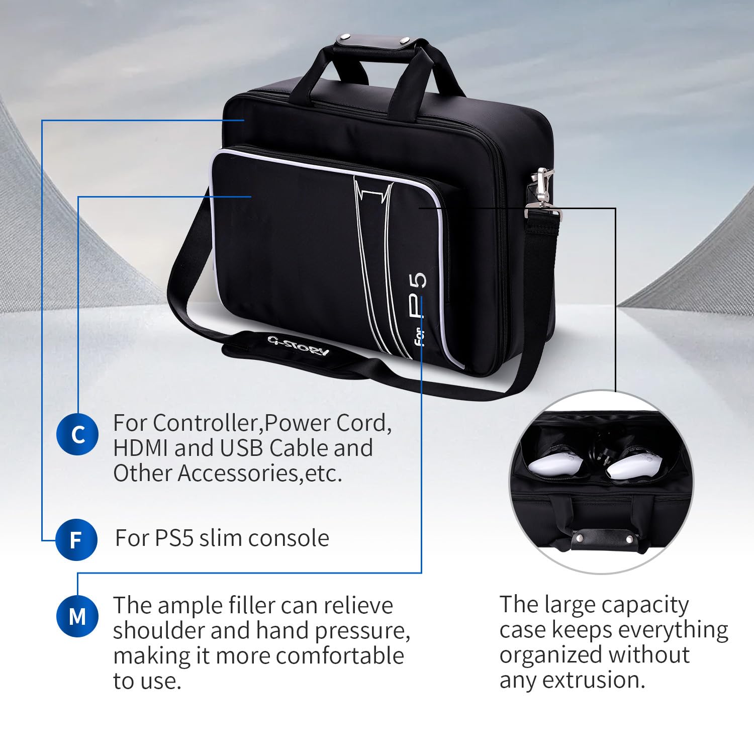 G-STORY Torba Transportowa Do Przenoszenia PS5 Slim, Czarna