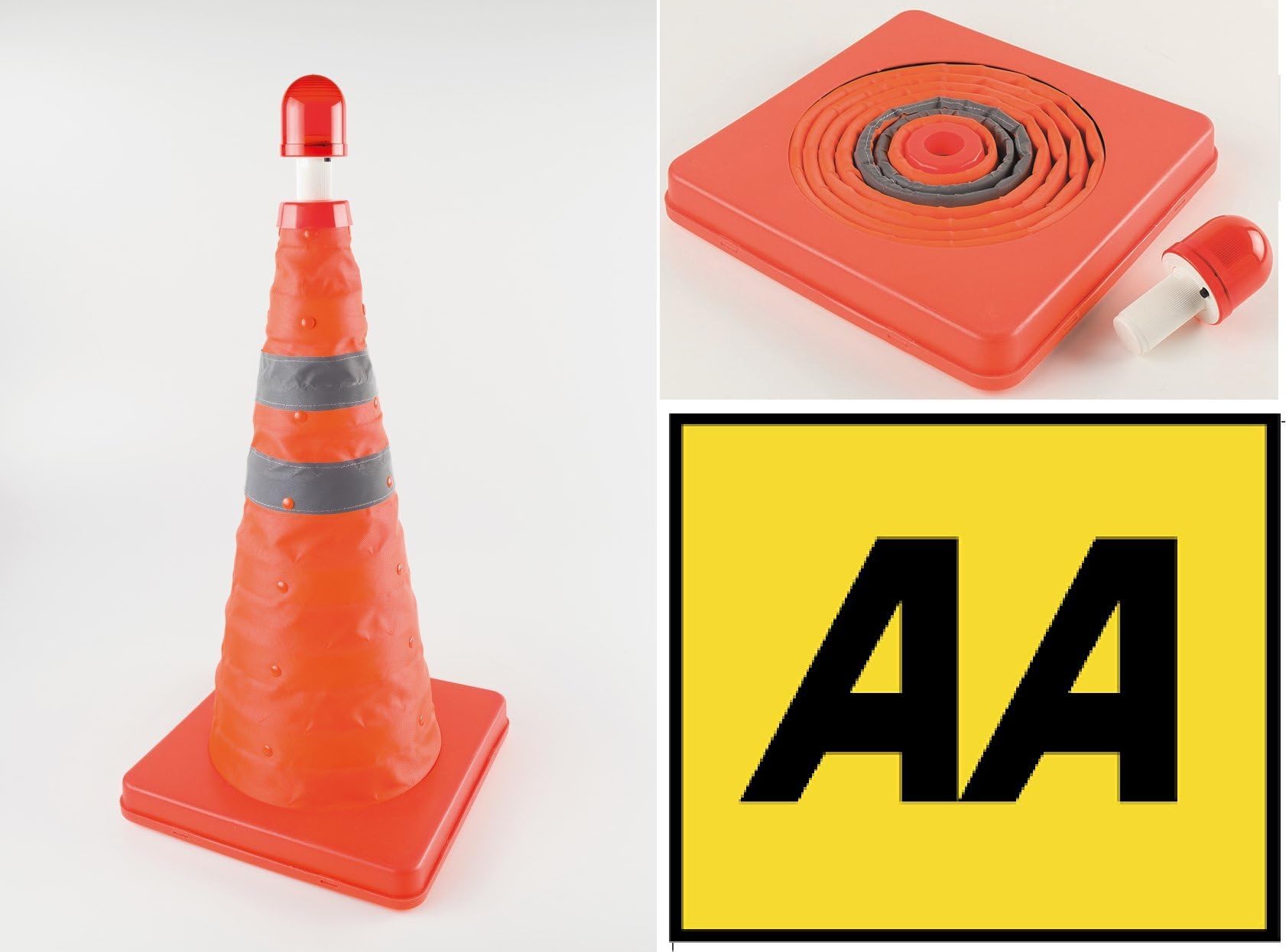 1 x AA Pop Up Traffic Cones With Flashing Emergency Beacon Lights