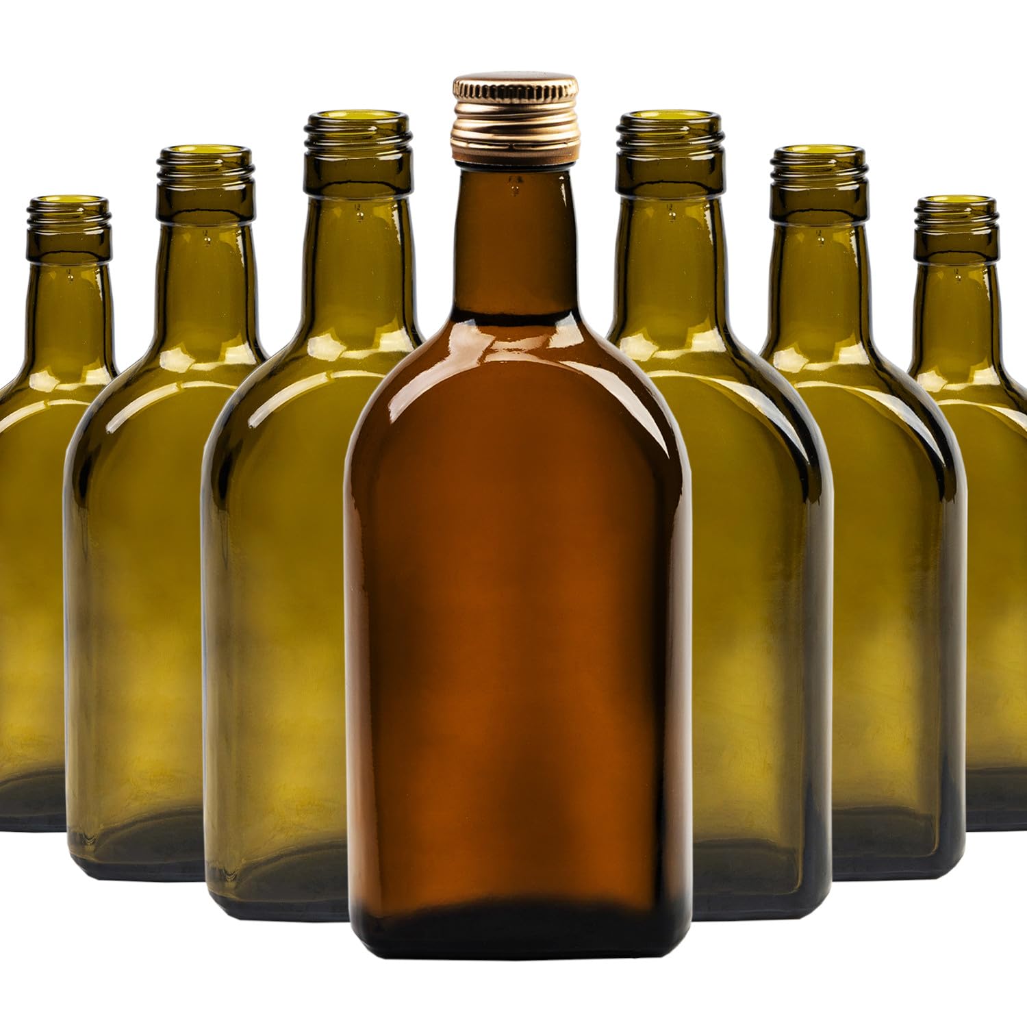 50 sztuk szklanych butelek 350 ml, oliwkowa zieleń – butelki na alkohole, likiery i olej, szklana butelka z nakrętką 28/18 mm