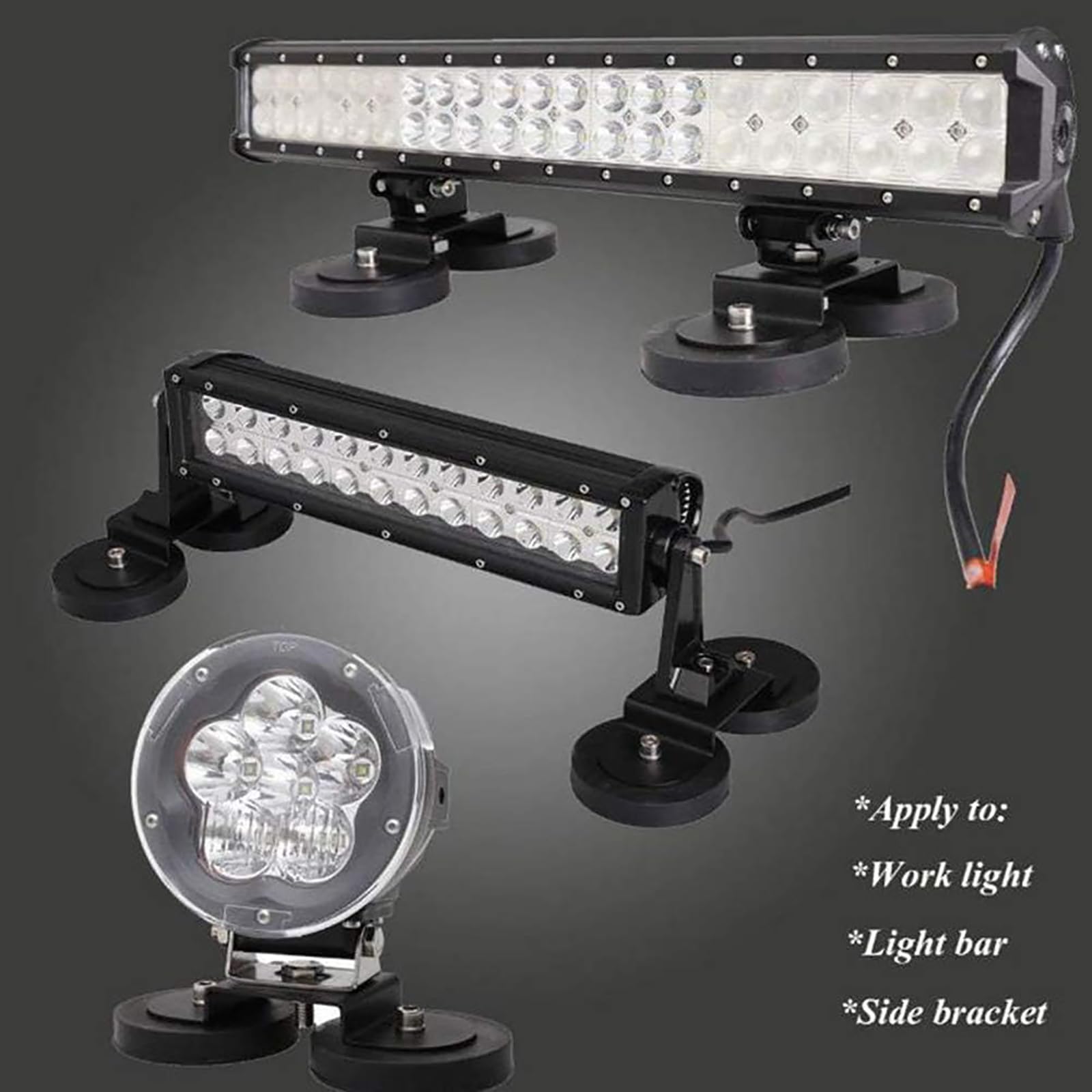2Pcs Support montage barre lumineuse LED à base magnétique