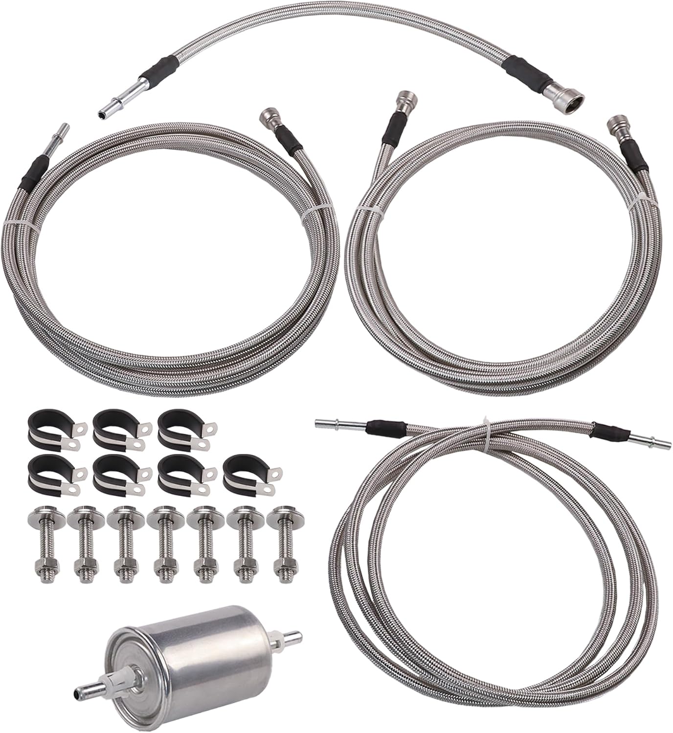 Stainless Braided Fuel Lines Kit Compatible with 1999-2003 Chevy Silverado 1500/2500/2500 HD/3500 GMC Sierra 1500/2500/2500 HD/3500 Replace 819-840 15043857 15765803