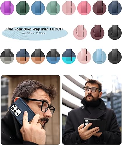 Miniatura 9 de TUCCH Funda tipo cartera para Galaxy S23 Ultra, función atril bloqueo RFID ranura para tarjetas funda interior de TPU protectora, funda magnética de