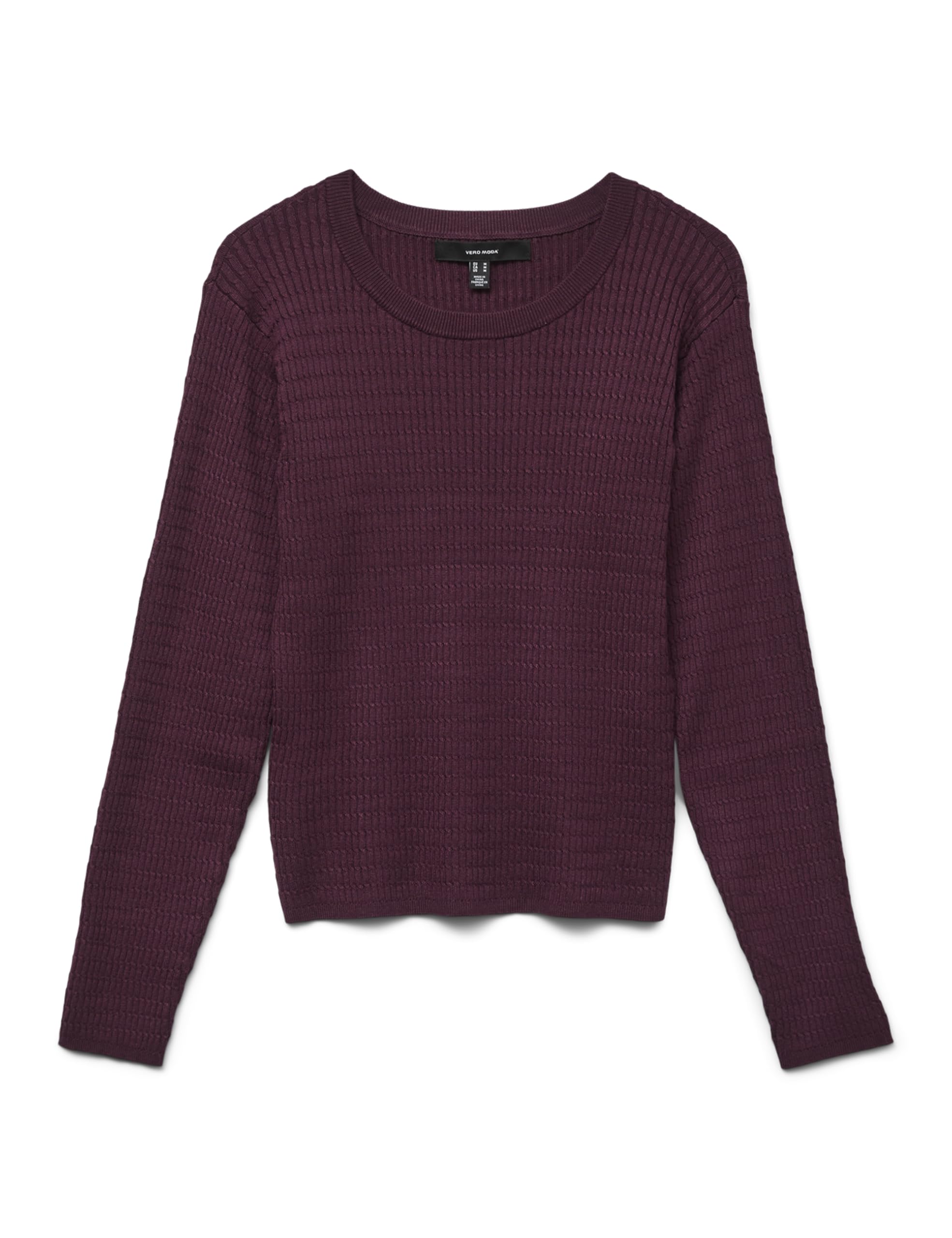 VERO MODA Vmsilje LS O-Neck Cable Pullover Noos, Winetasting, XS