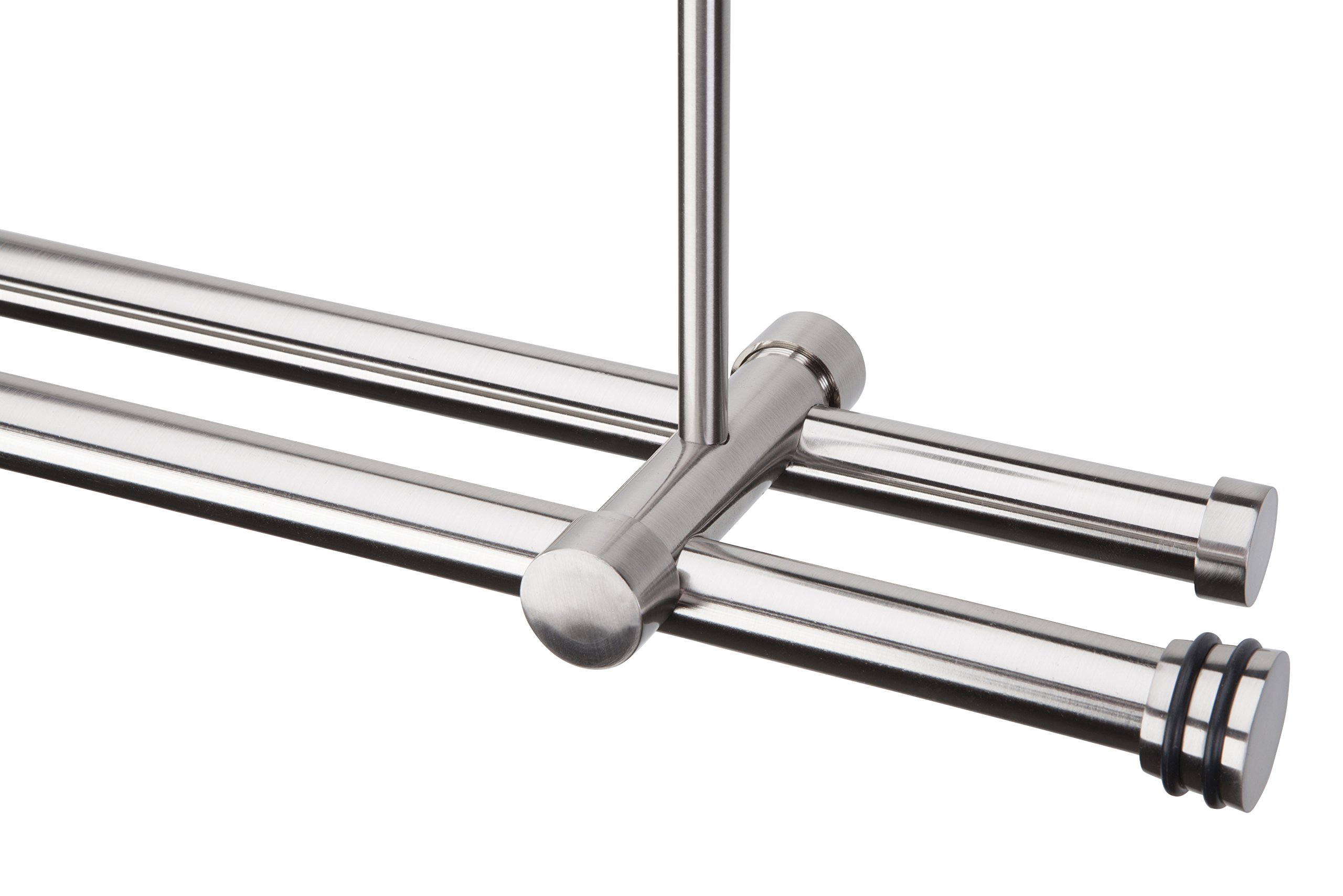 Gardinenstangen Set 980.06.27, 2-läufig, Ø 20 mm, Edelstahloptik (nickel gebürstet), Deckenbefestigung, 540 cm