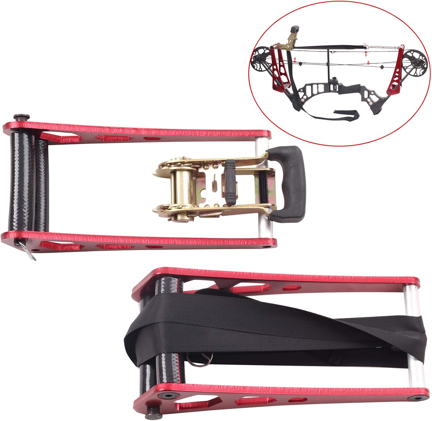 CNCEST 1 Set Portable Bow Press Archery Compound Bow Open Accessories Ratchet-Loc Press 1.3m Rope