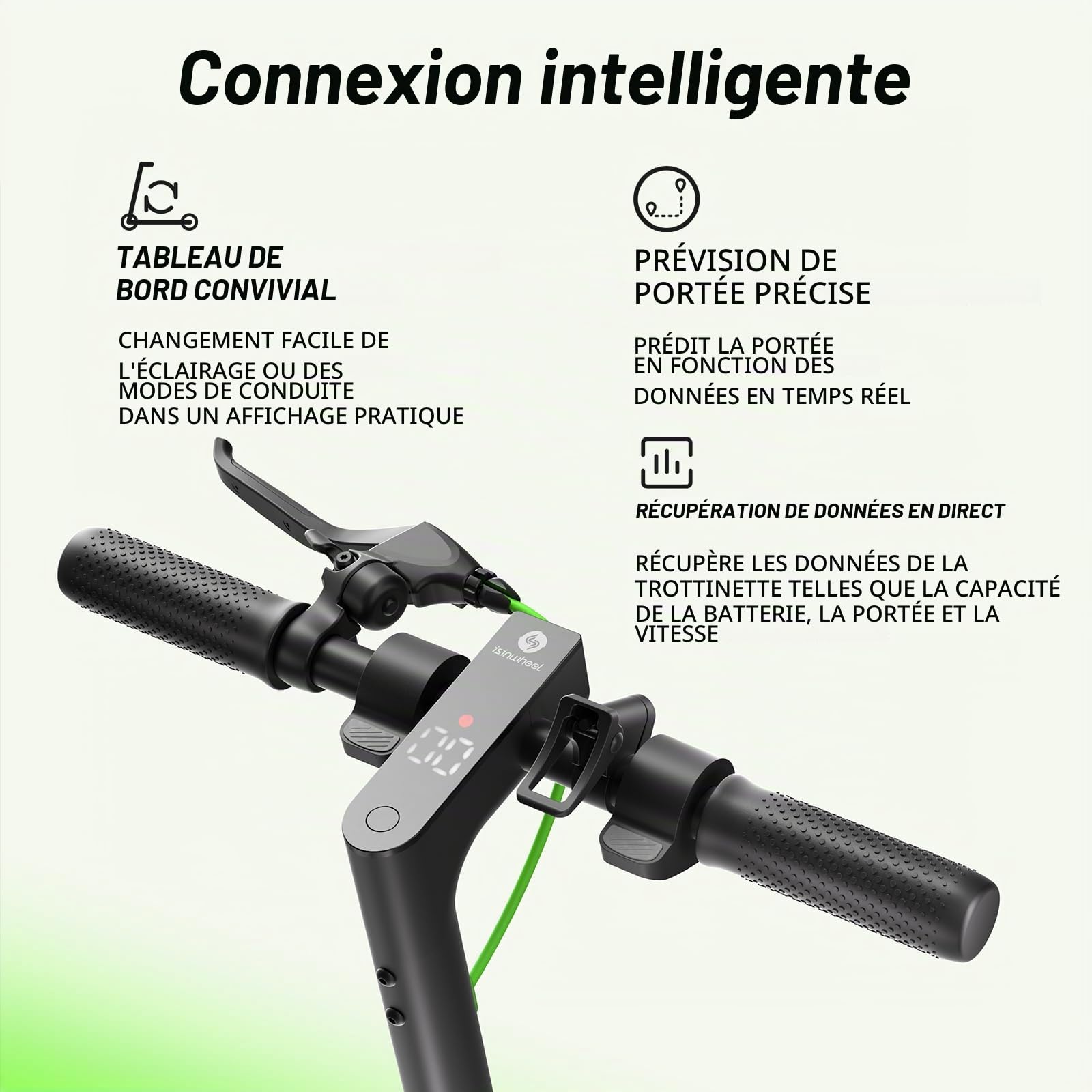 isinwheel S9MAX Trottinette électrique pour Adulte avec autorisation de Circulation routière, Moteur 500 W, Batterie 10,4 Ah jusqu'à 40 km, pneus 10", Amortissement, Application et écran LED, pour
