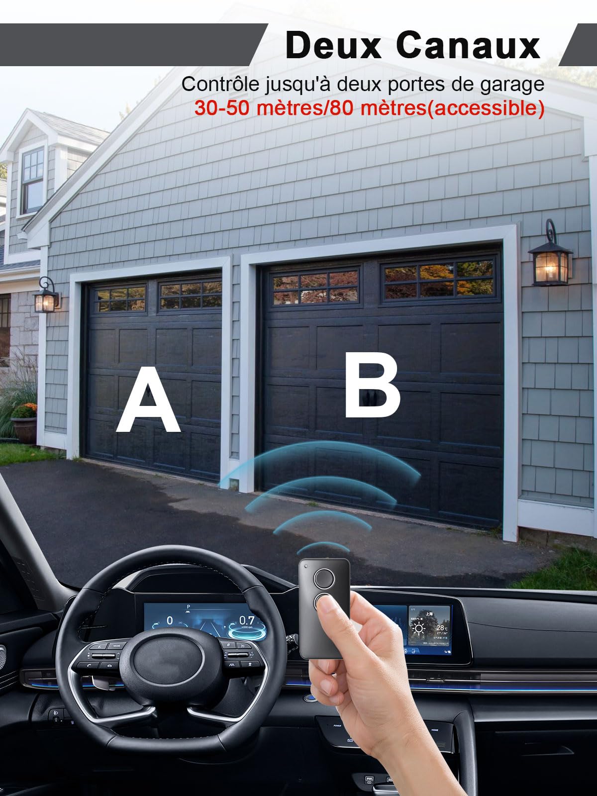 433,92 MHz Mando a Distancia para Puertas Garaje, Mando a Distancia 2 Canales, Compatible con V2 PHOX2, PHOX4, TRC4, TSC4, Phoenix 2, Phoenix 4, Código Variable, 2 Unidades