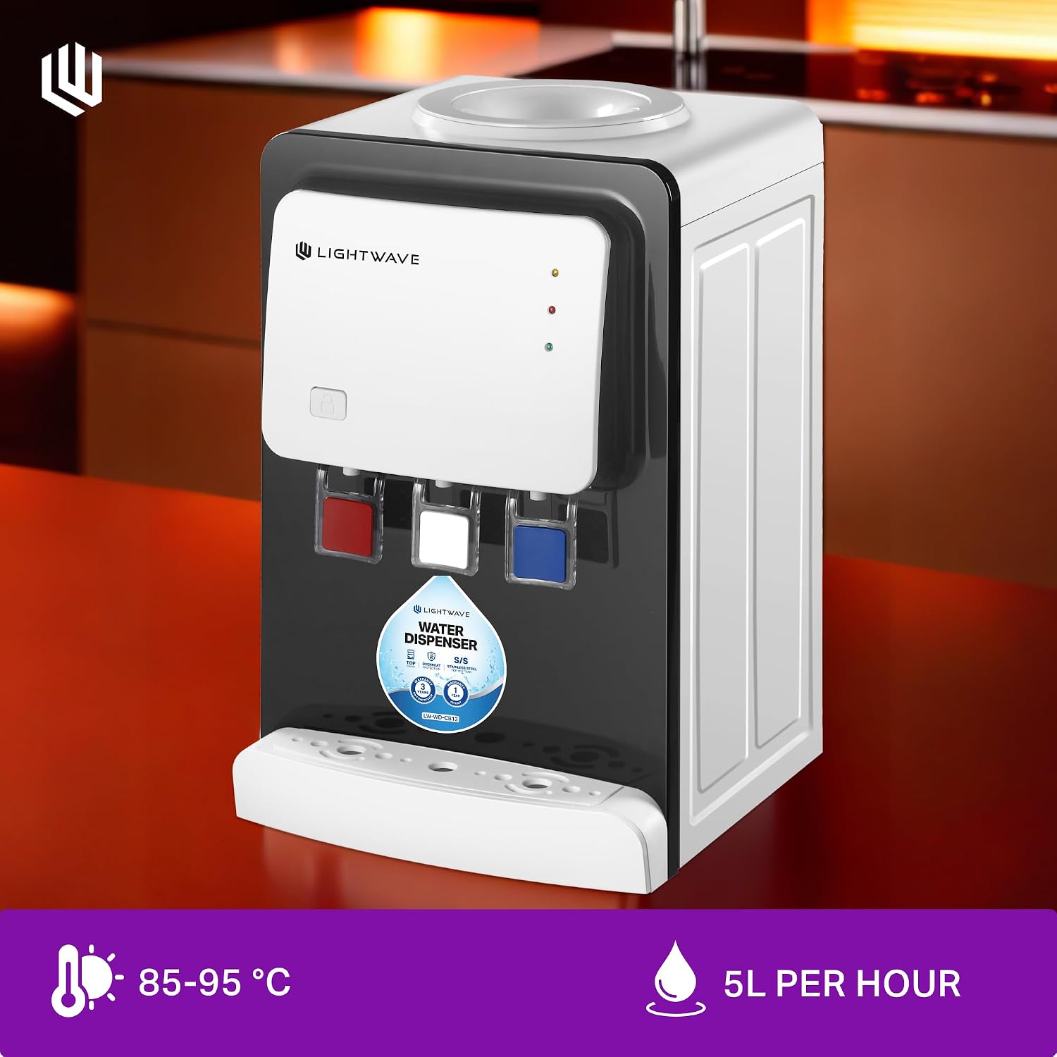 Lightwave LW-WD-T506, eau chaude de 85 à 95 °C, débit de chauffage de 5 litres par heure
