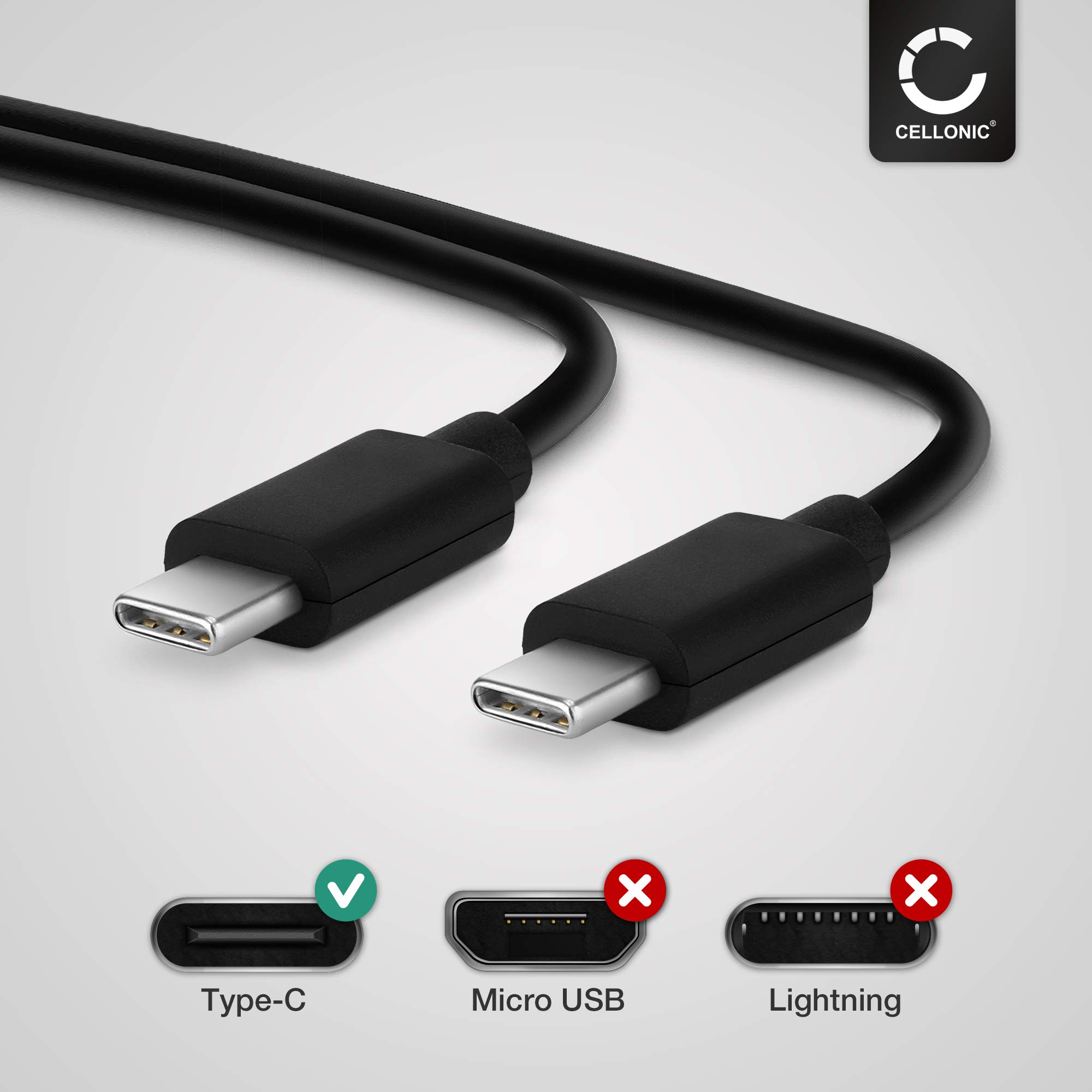 CELLONIC Cavo USB Type-C 1 Metro Per LeEco Le Pro 3 - Ricarica Rapida 3A E Trasferimento Dati 480 Mbps, PVC Nero