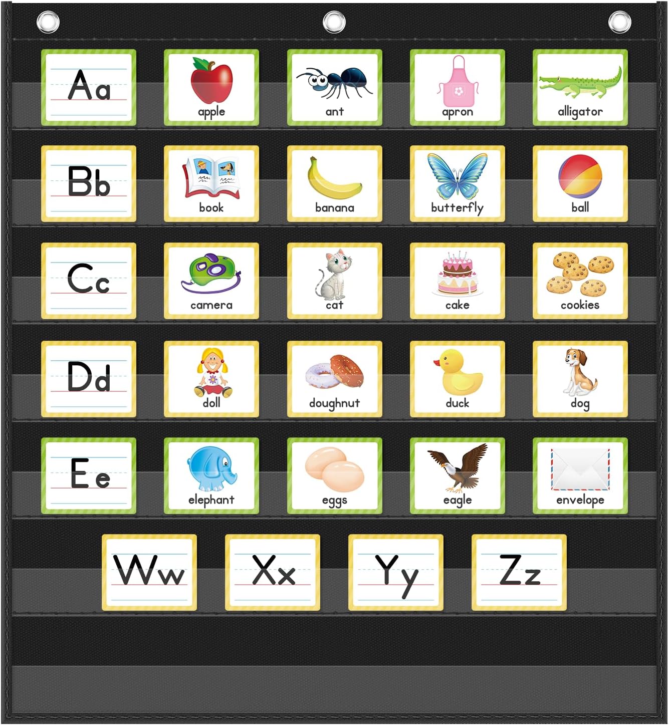 Eamay Standard Pocket Charts, Black Pocket Chart for Classroom,Teacher Supplies(28W*28L)