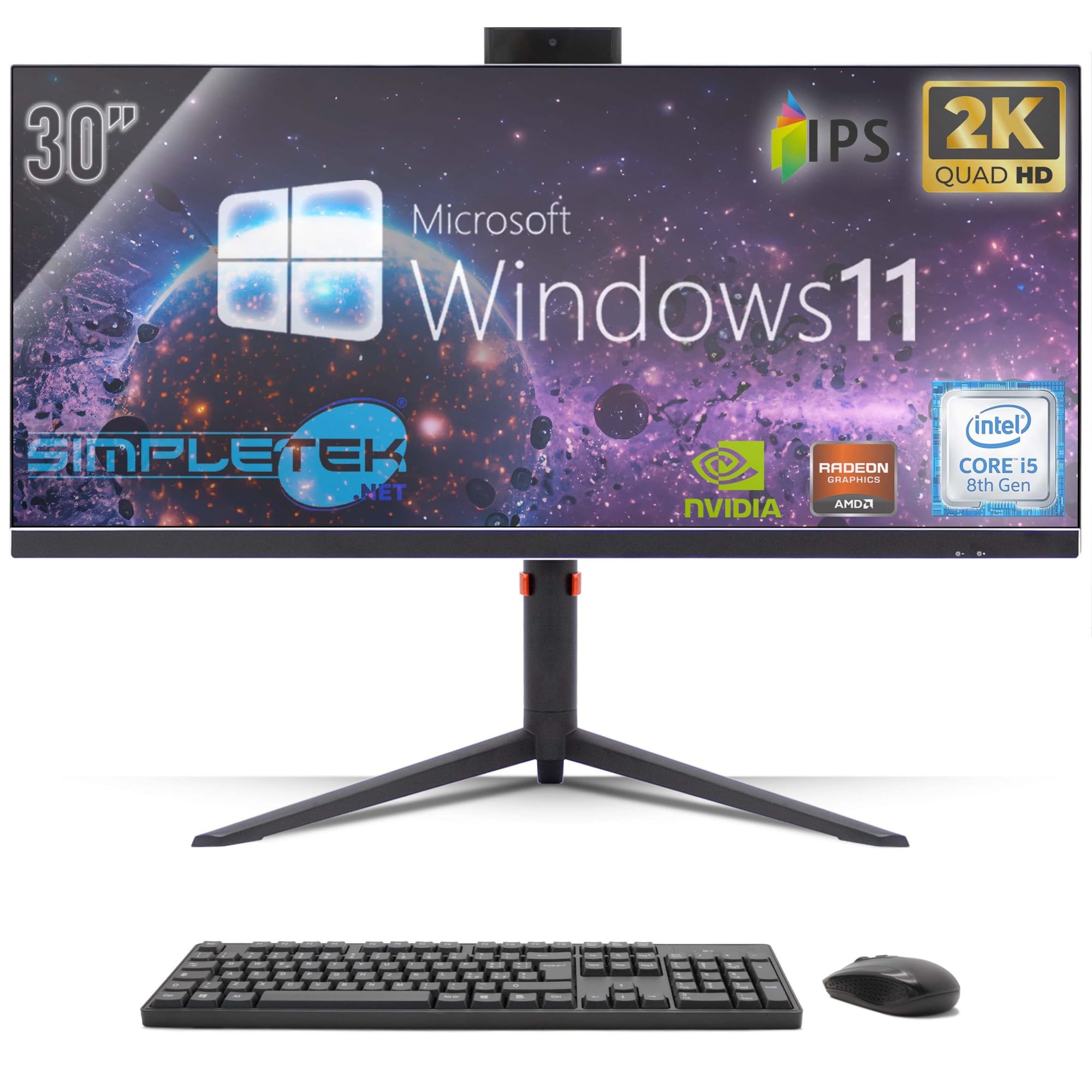 SIMPLETEK - All in One PC 30" IPS 2K Core i5 RTX 4060 8GB | Windows 11 Pro - 16GB DDR4 240GB SSD M2 + 2TB | Computer Fisso da Gaming Tutto in Uno WiFi6 HDMI
