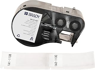 Brady Authentic (M4-51-427) Self-Laminating Vinyl Wrap Around Labels 2.5"H x 1"W Black on White, Clear, 110 Labels. for use with The BMP41, BMP51, and M511 Label Printers
