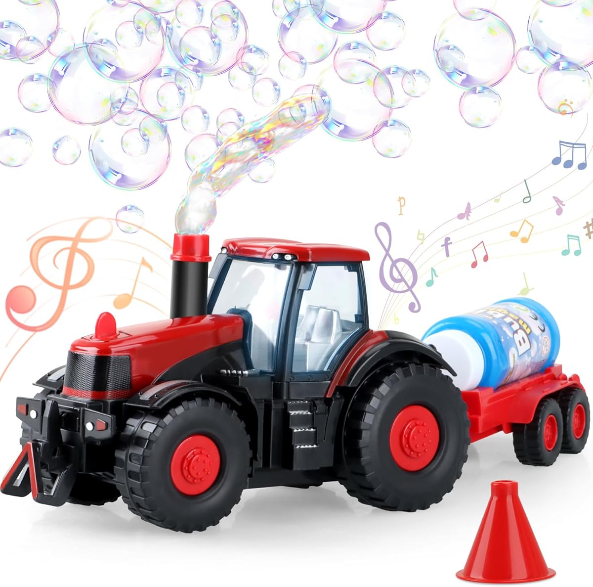 Tractor Bubble Machine for Kids 3 4 5 6 Years Old Boys: 2 in 1 Farm Tractor Toy Automatic Bubble Blowing with Lights & Sounds, Indoor Outdoor Toys for Toddlers, Ideal Gifts for 3-8 Year Olds
