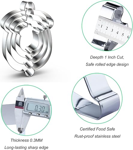 Miniatura 3 de Juego de cortadores de galletas de bellota - 5", 4", 3", 2" - 4 piezas - Acero inoxidable