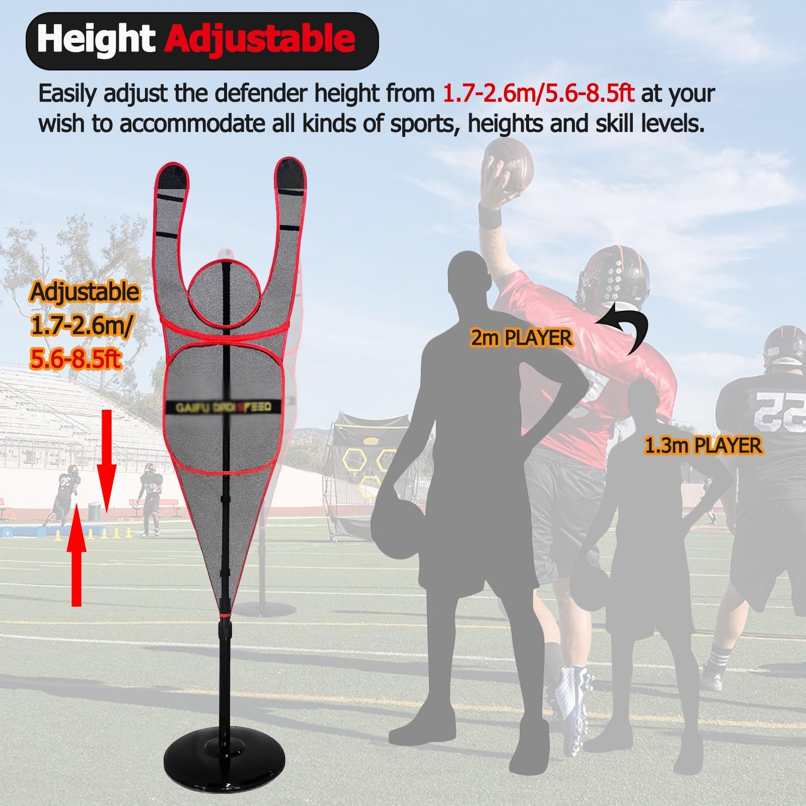 Manichino da Allenamento Portatile per difensore per Basket, manichino da Allenamento Indipendente Regolabile per Dribbling, tiri, passaggi (Red)
