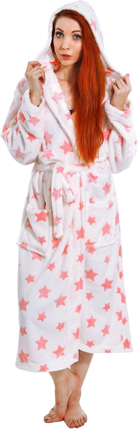 Simplicity Women's Plush Kimono Bathrobe with Pockets