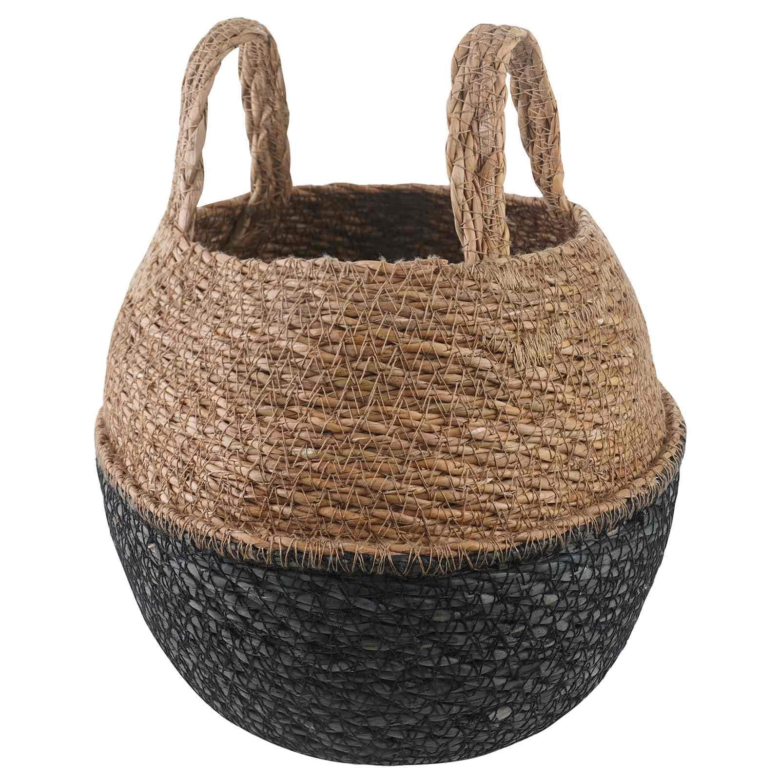 Pot de fleurs en jonc de mer naturel panier tressé noir pour plante
