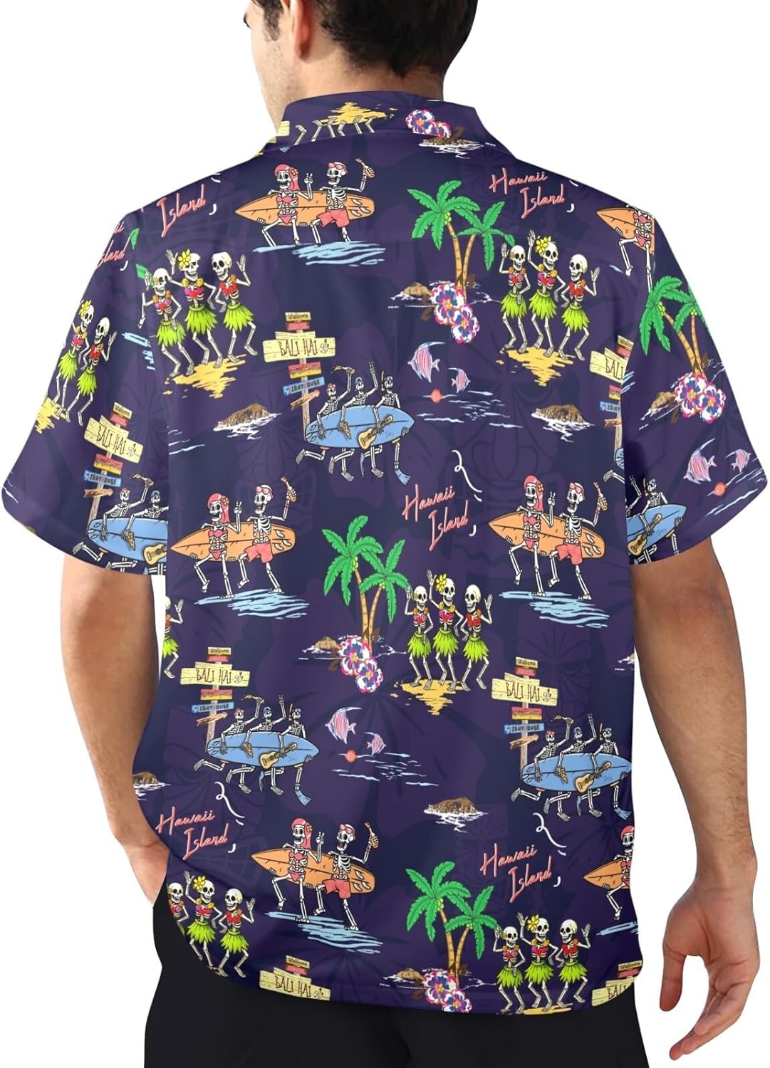 M YESCUSTOM Halloween Hawaiian Shirts for Men Big and Tall Button Down Shirt Funny Party Mens Rave Outfit - Image 2